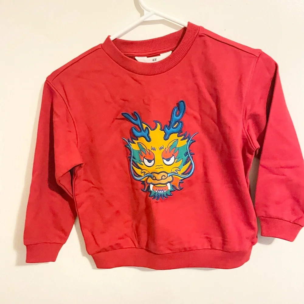 H&M Sz US 5T/6 sweatshirt with motif long sleeve - Picture 7 of 8